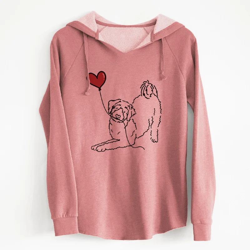 Aussiedoodle Heart String - Cali Wave Hooded Sweatshirt Hoodie with Raglan Sleeves Sporty Comfortable