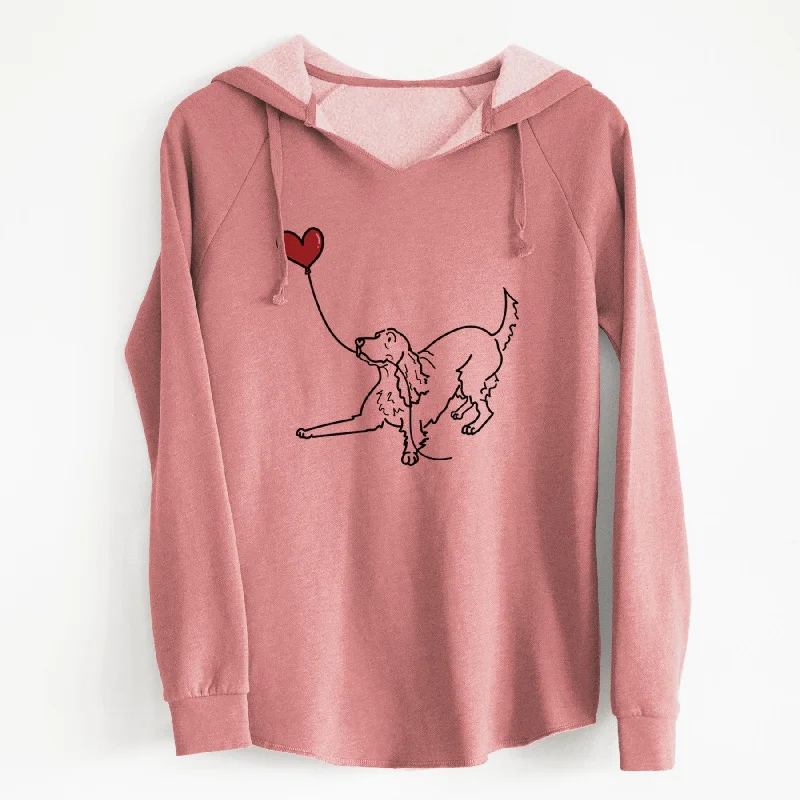 Irish Setter Heart String - Cali Wave Hooded Sweatshirt Hoodie with Puffed Sleeves Voluminous Trendy