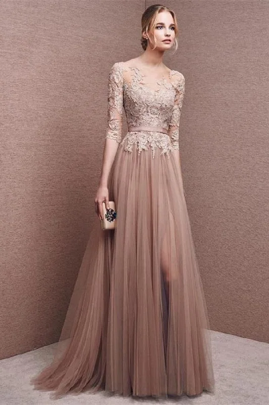 Elegant Lace Tulle Long Backless Prom Dresses Pretty Party Dresses Tunics Hiking breathable