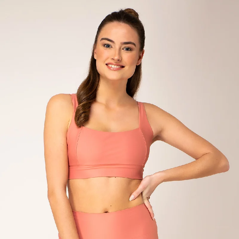 Crop Top - peach Houndstooth Herringbone Solid