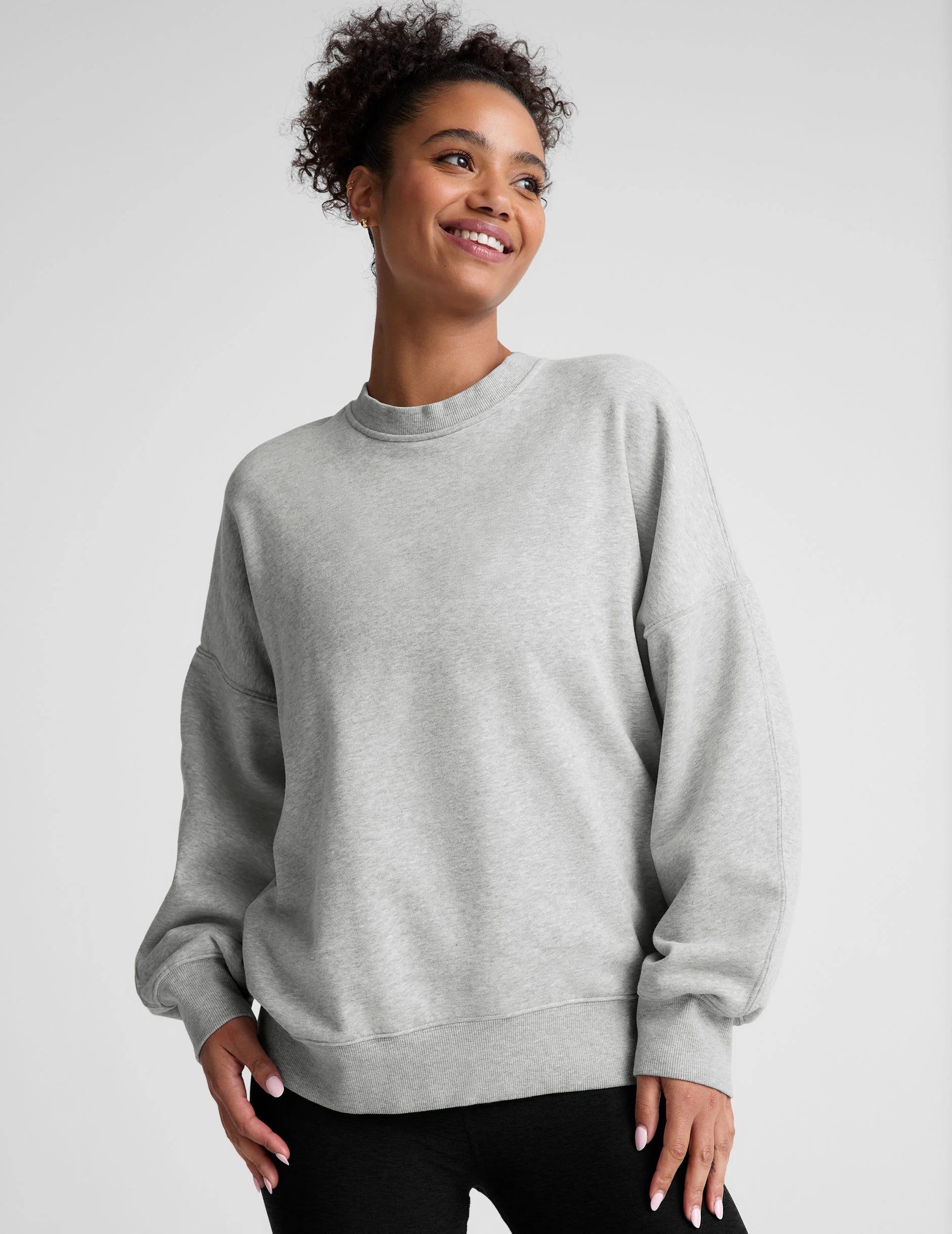 LuxeFleece Oversized Sweatshirt Light Grey Hoodie with Logo Branding Identity