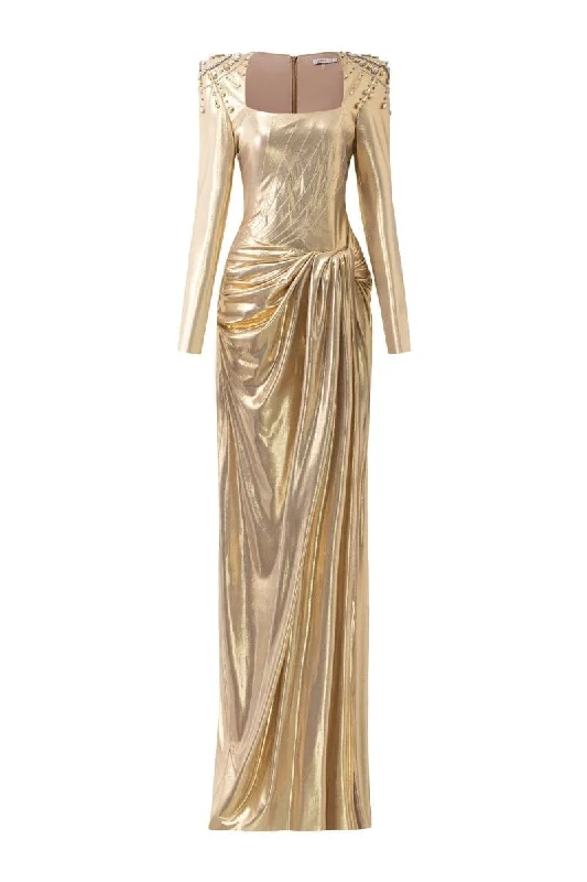 SAMANTHA GOLD TWISTED EVENING DRESS Tunics Chinos classic