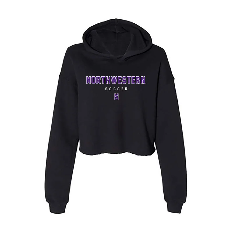 Northwestern - NCAA Women's Soccer : Maddie Finnerty - Women's Crop Fleece Hoodie Hoodie with Drawstring Waist Adjustable Fitted