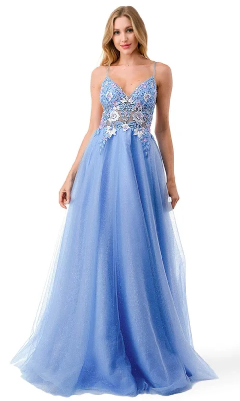 Trevi Collection L2792T - V-neck Prom Dress Elegant Long Evening