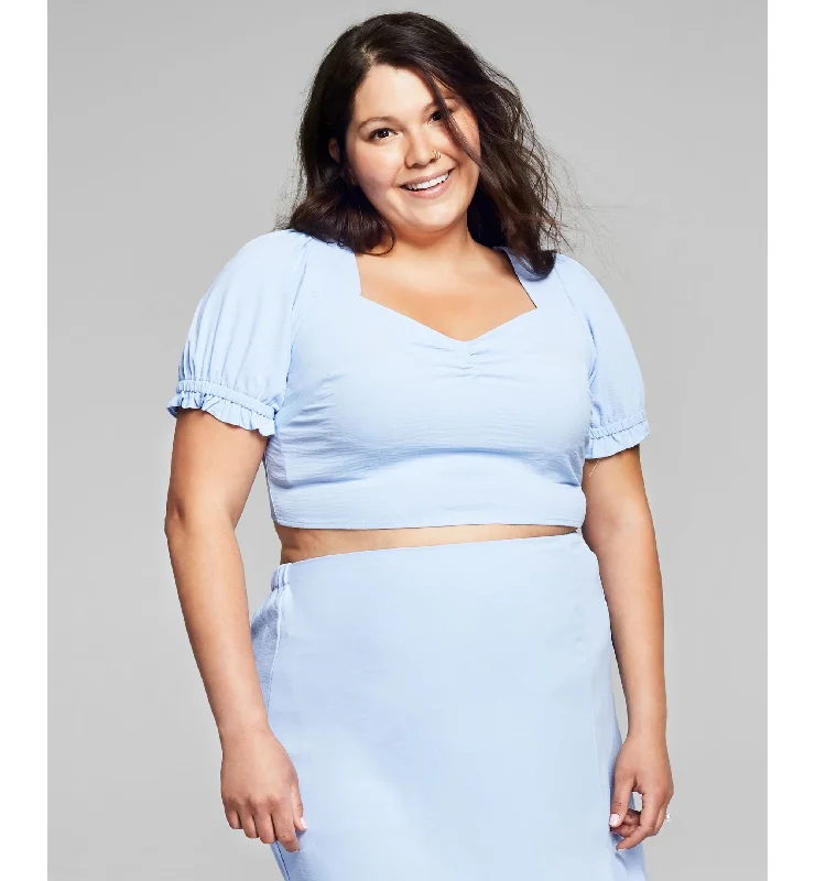 Now This Plus Size Tie Back Crop Top Boxy Fit Fitted Loose