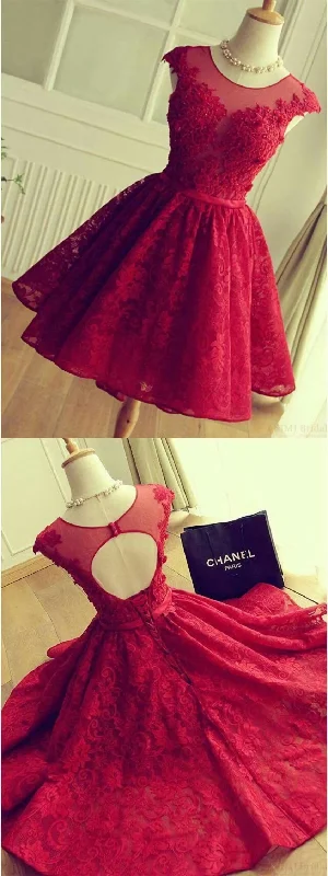 Short homecoming Dress, Lace Dress, Red Sexy Party Dress Tunics Luxurious premium