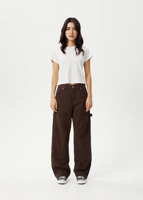 AFENDS Womens Moss - Carpenter Pants - Coffee Trendy Tapered Pants