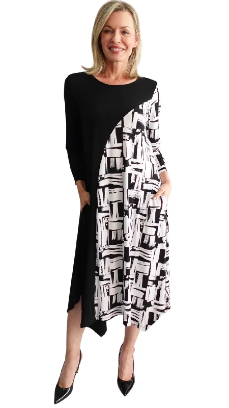 Echo & Black Half Print Dress. Style SW97262 Tunics Print Colorful