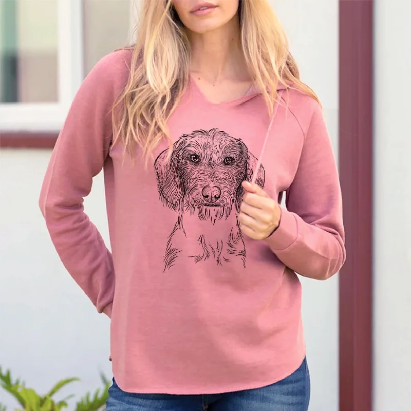 Almond the Wirehaired Dachshund - Cali Wave Hooded Sweatshirt Hoodie Jacket Zipper Layering