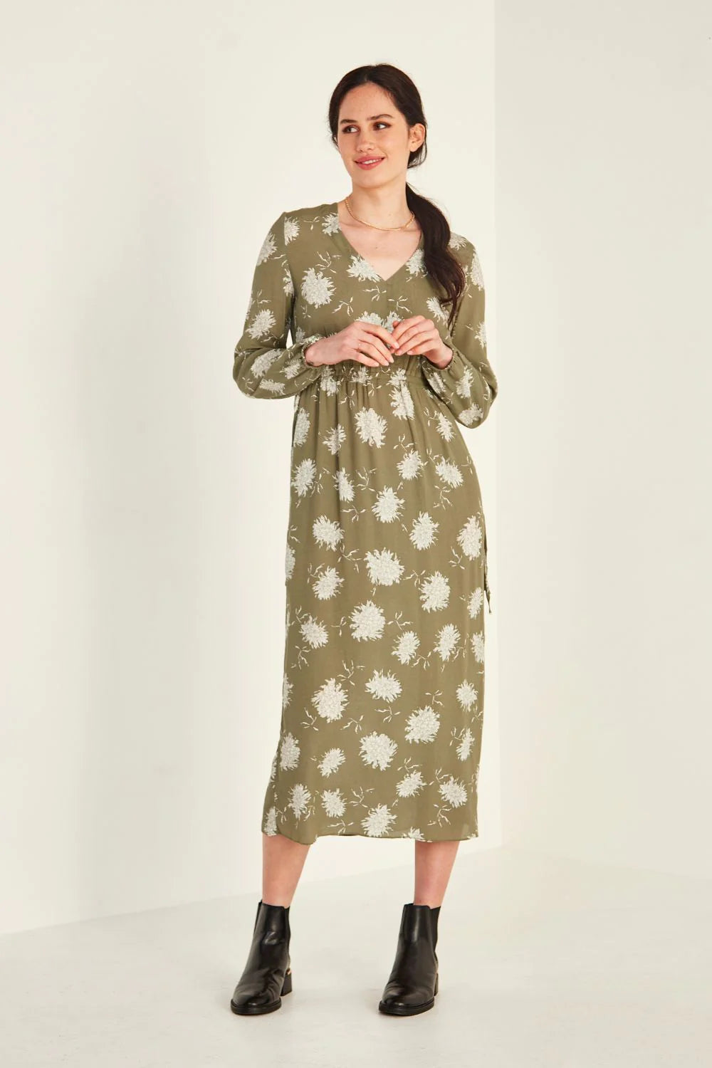 Sandra Dress - Sage Print - LEMON TREE Tunics Fall fleece