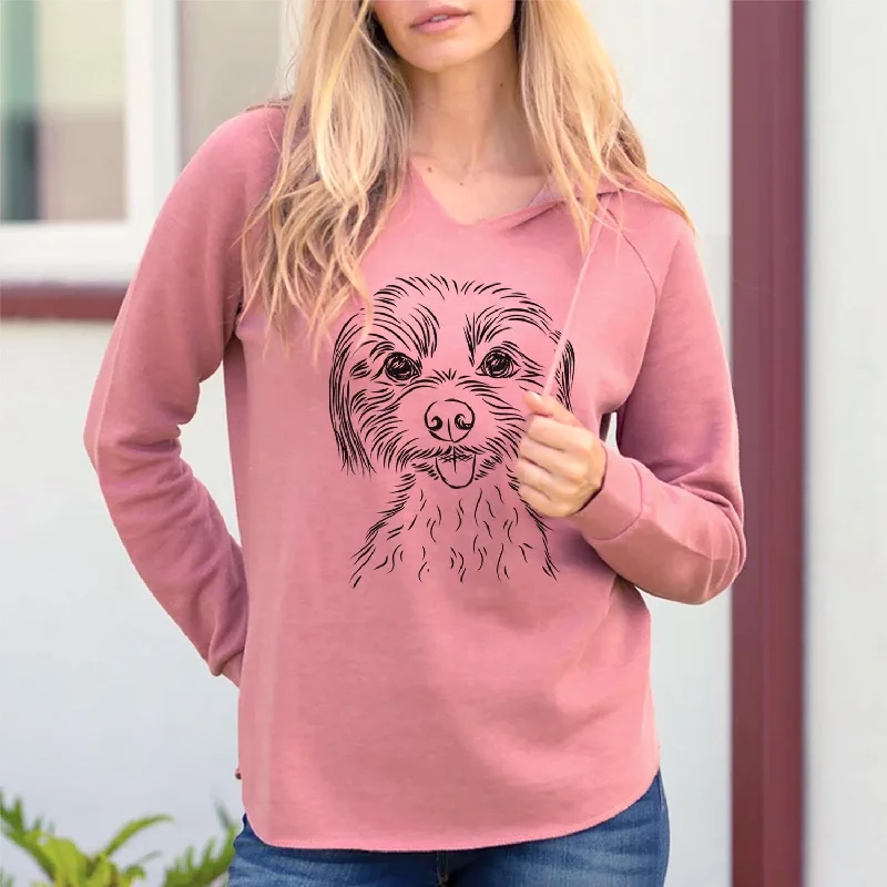 Mater the Yorkshire Terrier - Cali Wave Hooded Sweatshirt Hoodie with Elastic Waist Stretchable Comfortable