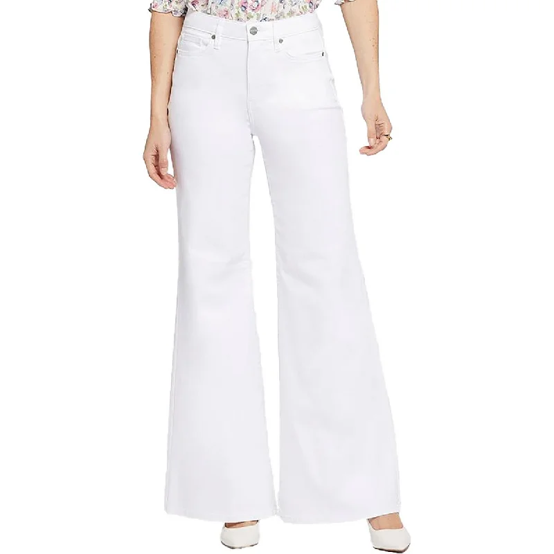 Womens Light Wash Palazzo Flared Pants Soft Wool Pants