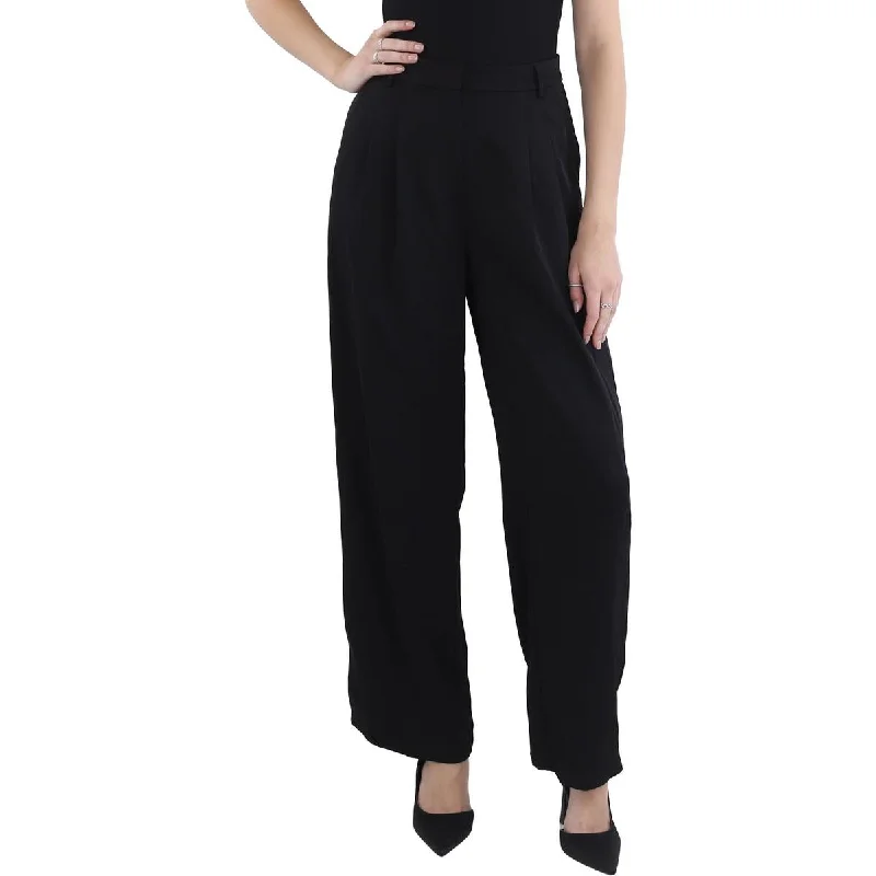 Womens High Rise Pleated Wide Leg Pants Comfortable Cargo Pants