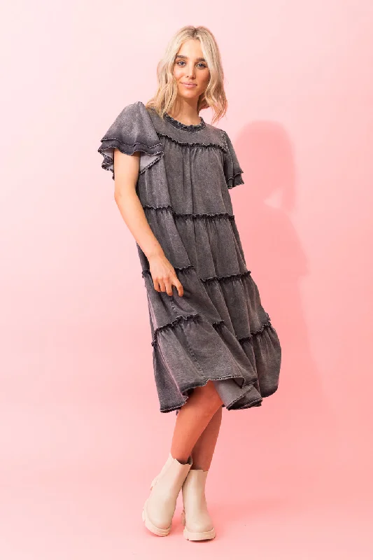 Arianna Dress - Black Wash - CHARLO Tunics Custom made