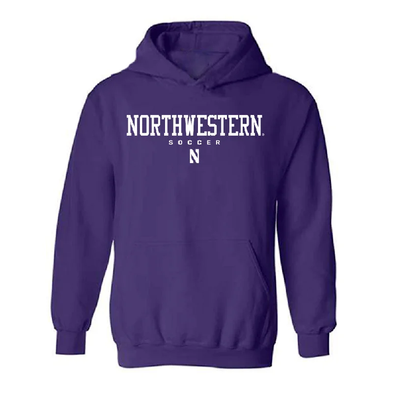 Northwestern - NCAA Women's Soccer : Maddie Finnerty - Classic Shersey Hooded Sweatshirt Hoodie with Hidden Zipper Minimalist Clean