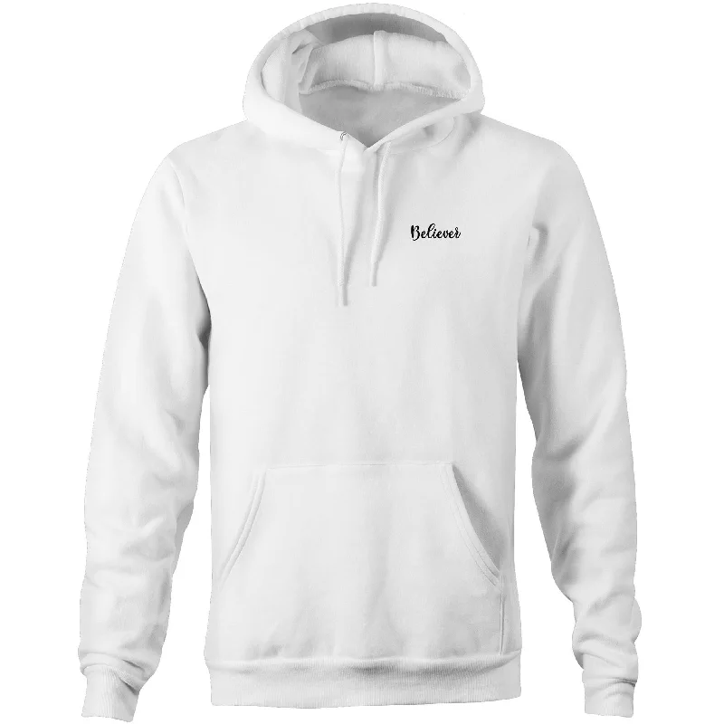 Believer Pocket Hoodie Sweatshirt Hoodie with Hem Elastic Stretchable Comfortable