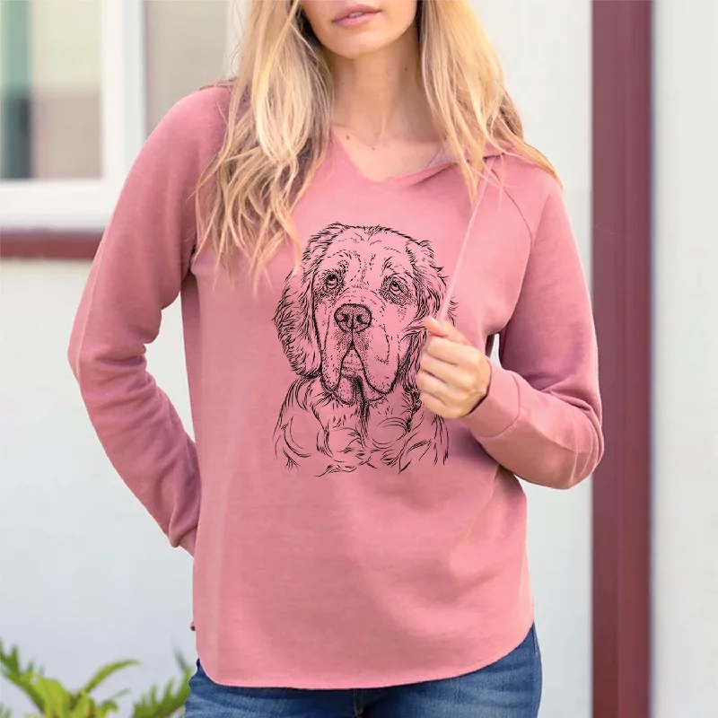 Gary the Clumber Spaniel - Cali Wave Hooded Sweatshirt Hoodie with Rhinestones Sparkly Elegant