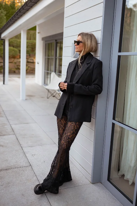 Black Lace Gilles Pants Elegant Dress Pants