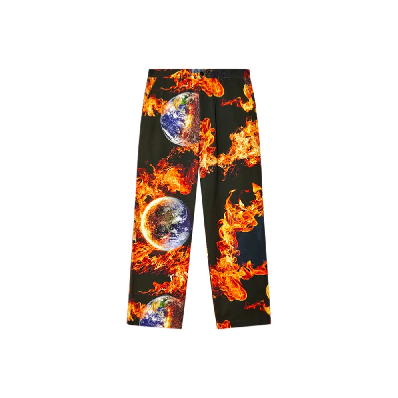 World is Burning Chino Pants Woven (Print) Lightweight Linen Pants