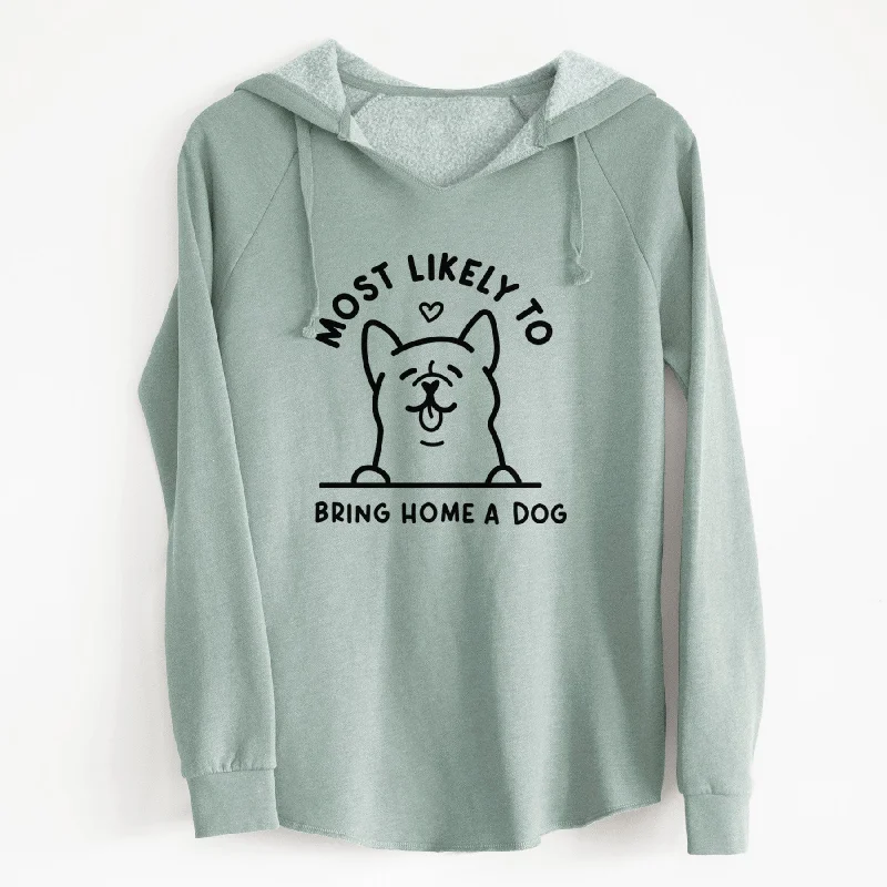 Most Likely to Bring Home a Dog - Cali Wave Hooded Sweatshirt Hoodie with Button Placket Classic Preppy