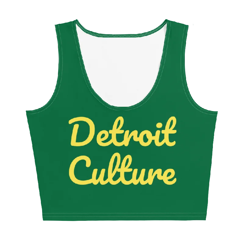 Detroit Culture Crop Top Denim Fabric Leather Fabric Suede Fabric