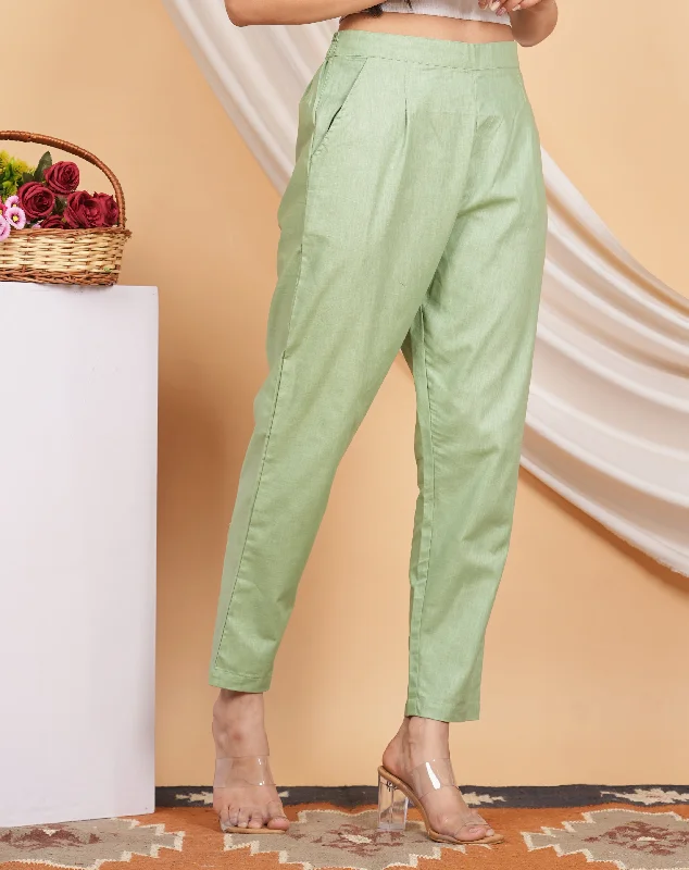 Women’s Linen Cotton Palazzo Pants – Effortless Style & Breathable Comfort | Green Soft Sweatpants Style