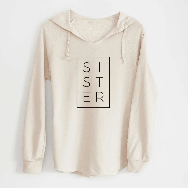 Sister Boxed - Cali Wave Hooded Sweatshirt Hoodie with Hem Drawcord Adjustable Customizable