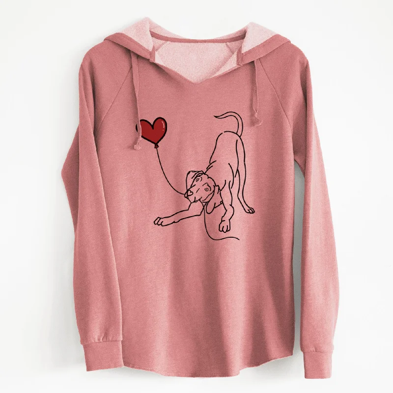 Weimaraner Heart String - Cali Wave Hooded Sweatshirt Hoodie with Hem Embroidery Detailed Premium