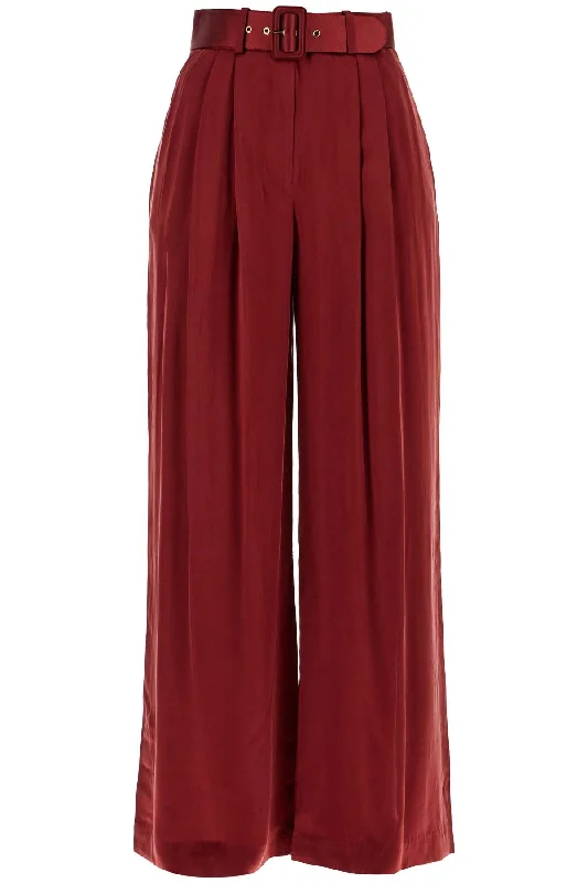 Zimmermann Women's Silk Satin Palazzo Pants In Nine High-Waist Yoga Pants