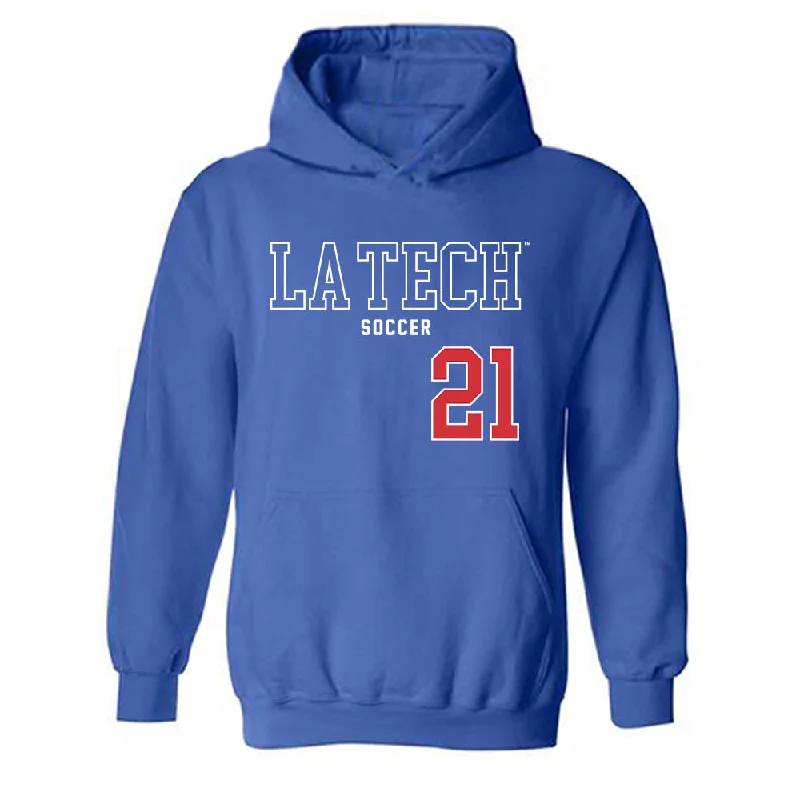 LA Tech - NCAA Women's Soccer : Maddie Gray - Sports Shersey Hooded Sweatshirt Hoodie with Button Classic Timeless