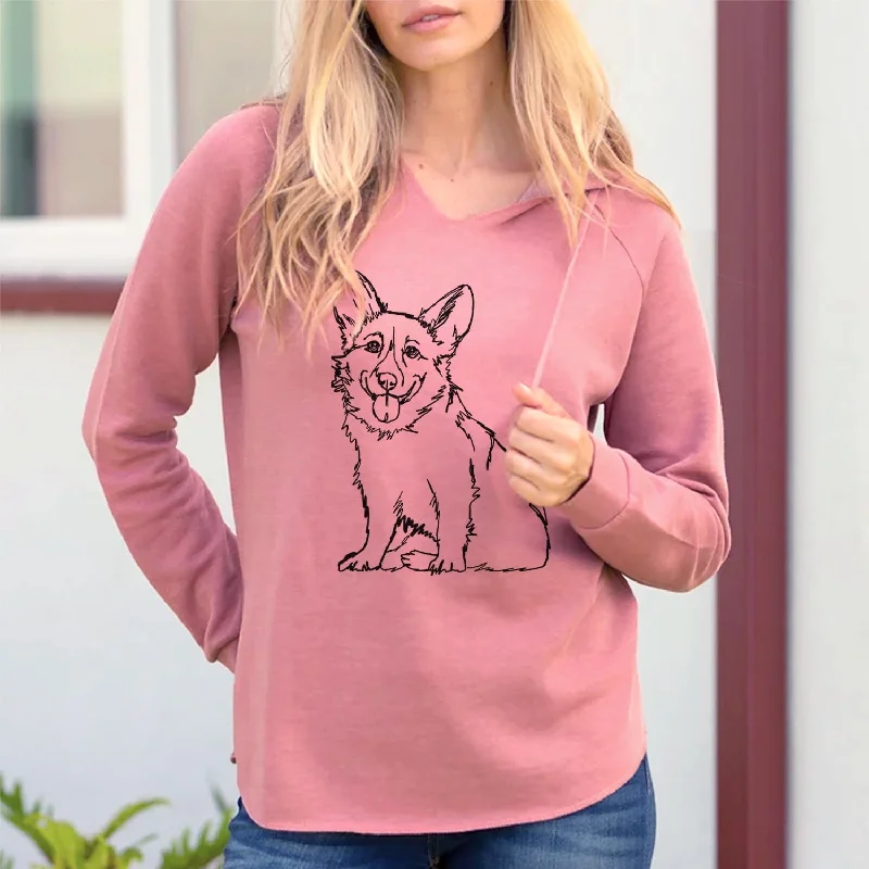 Doodled Corgi - Cali Wave Hooded Sweatshirt Oversized Hoodie Comfort Casual