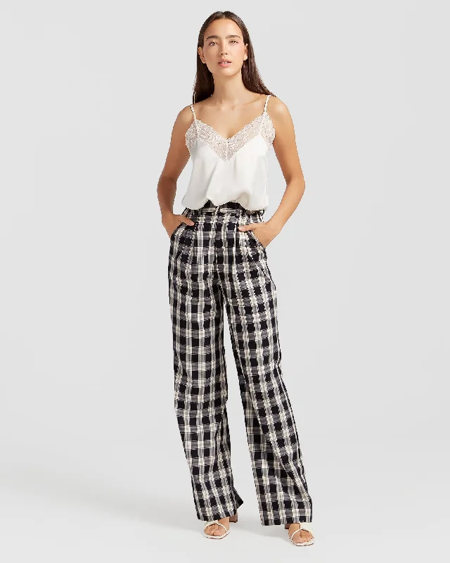 Dominoes Wide Leg Check Pant Chic Checkered Pants