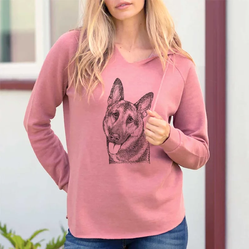 Whitaker the German Shepherd - Cali Wave Hooded Sweatshirt Hoodie with Half-Zip Sporty Casual