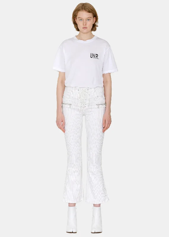 White Stripe Lace-Up Pants Classic Pleated Pants