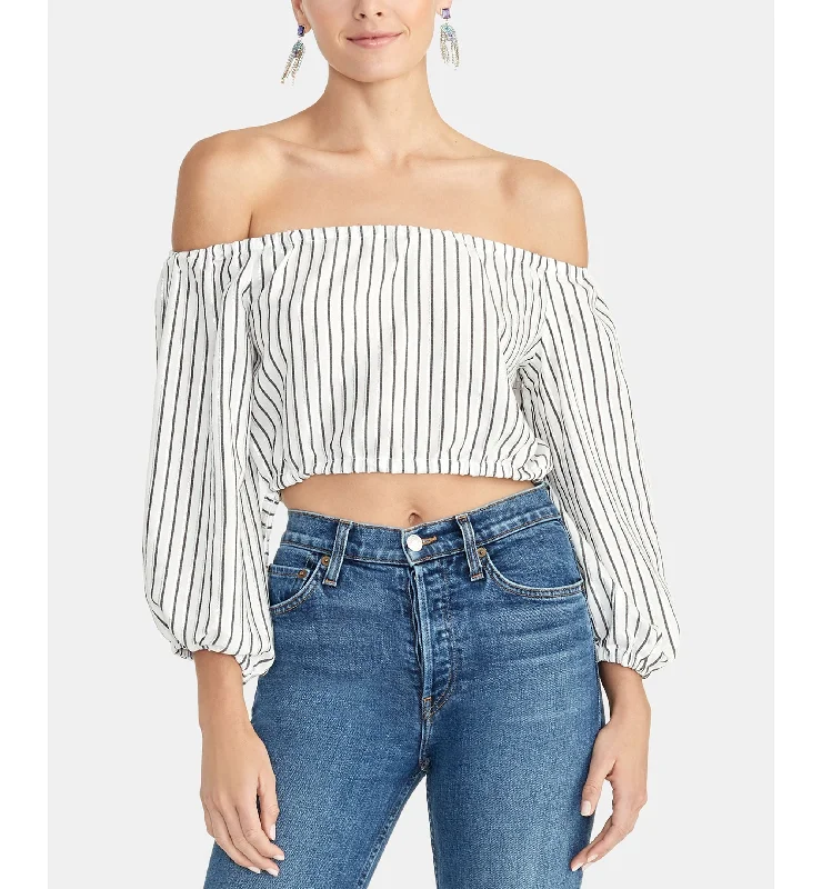 Rachel Rachel Roy Off The Shoulder Crop Top Solid Print Embellished