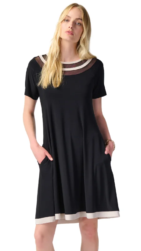 Silky Knit Colour Block A-Line Dress. Style JR241051 Tunics Modern contemporary