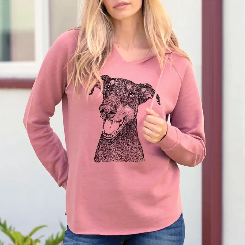 Bunnie the Doberman Pinscher - Cali Wave Hooded Sweatshirt Hoodie with Front Slit Layering Stylish