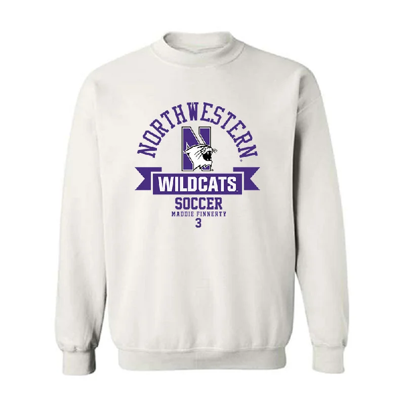 Northwestern - NCAA Women's Soccer : Maddie Finnerty - Classic Fashion Shersey Crewneck Sweatshirt Hoodie with Tied Waist Feminine Flattering