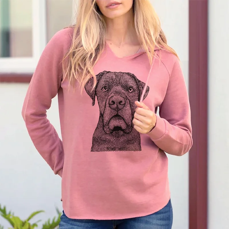 Rocco the Cane Corso - Cali Wave Hooded Sweatshirt Hoodie with Typography Text Message