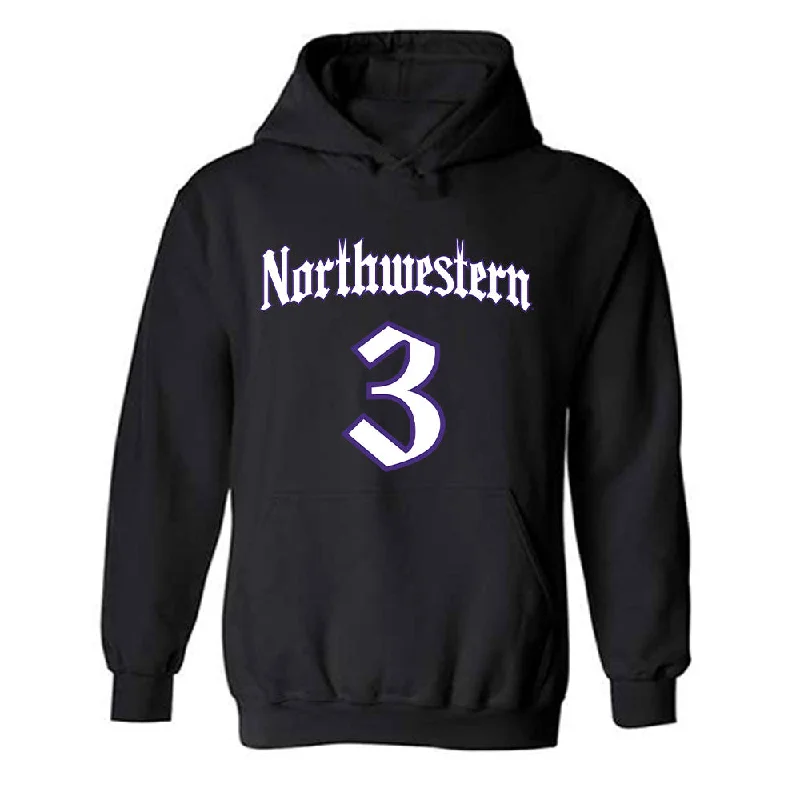 Northwestern - NCAA Women's Soccer : Maddie Finnerty - Hooded Sweatshirt Hoodie with Slit Hem Functional Movement