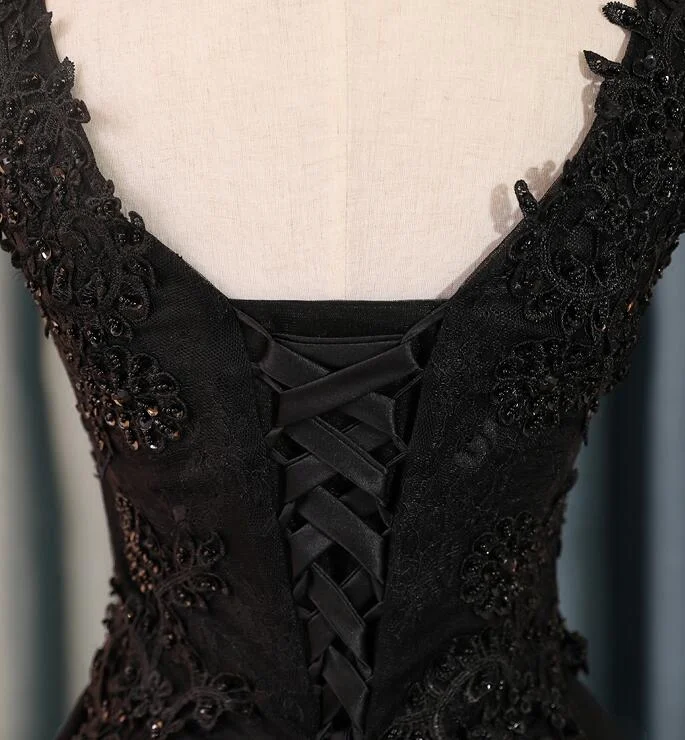 Lovely Black Lace V-neckline Short Homecoming Dress, Black Party Dress Tunics Custom made