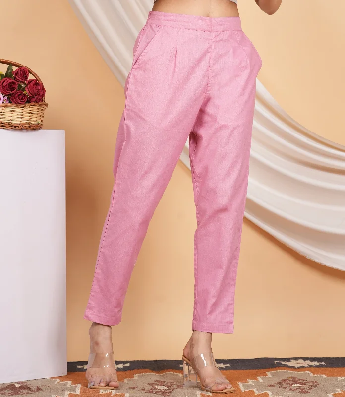 Women’s Linen Cotton Palazzo Pants – Effortless Style & Breathable Comfort | Pink Casual Wide Pants