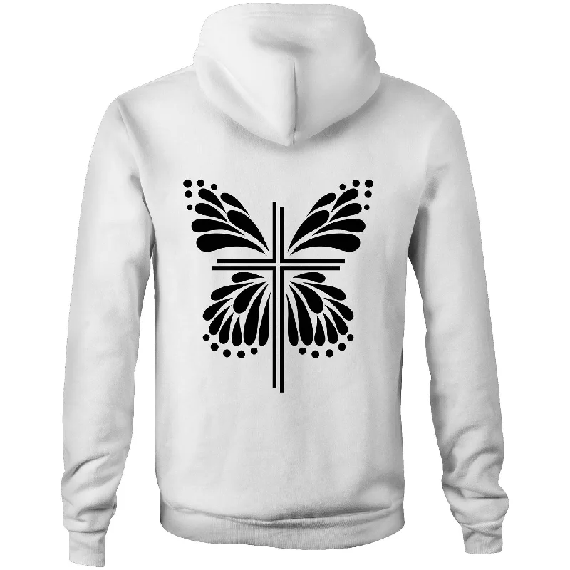 Butterfly Cross Pocket Hoodie Hooded Sweatshirt Casual Wear Street Style