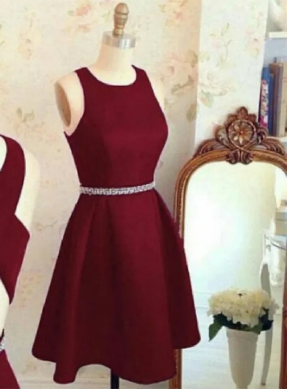 Homecoming Dresses Burgundy Party Dress Short Shift Classic Vintage