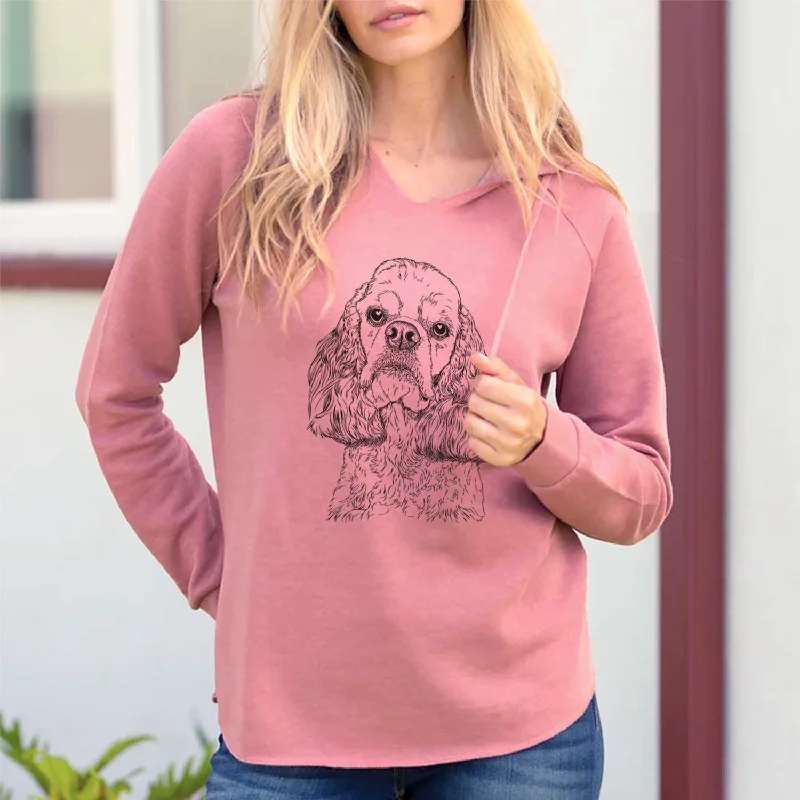 Bailey the American Cocker Spaniel - Cali Wave Hooded Sweatshirt Hoodie with Hem Applique Textured Unique