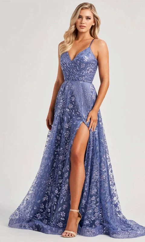 Colette By Daphne CL8230 - Glitter Ornate Prom Dress Crew Neckline Casual