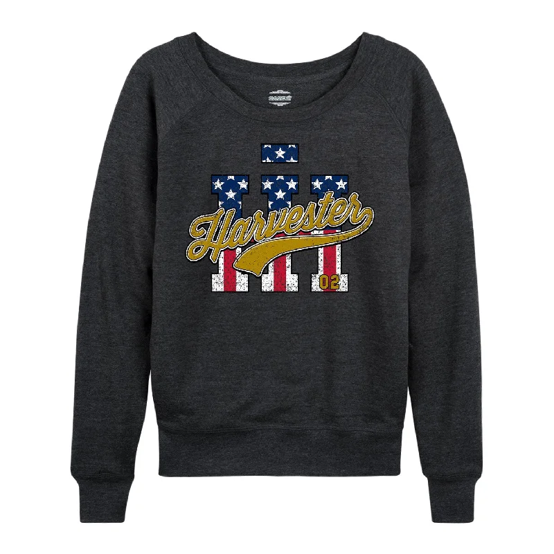 IH Harvester BBTail Patriotic Womens French Terry Pullover Three Quarter Sleeve