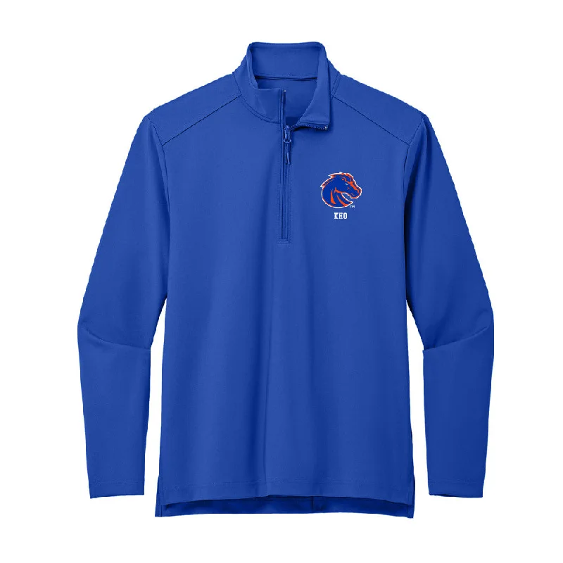 Boise State - NCAA Women's Gymnastics : Sydney Kho - Premium Quarter Zip Jacket Hooded Jacket Caped Jacket Shawl Collar Jacket