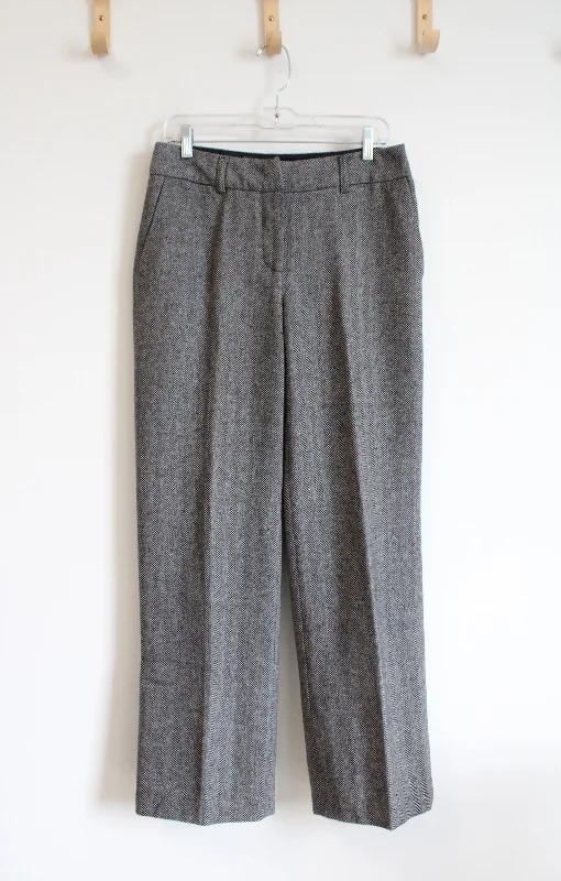 JG Hook Vintage Wool Blend Black & Gray Tweed Trouser Pants | 8 Trousers Solid Black