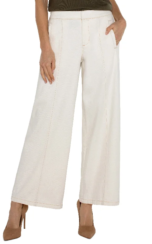 Wide Leg Trousers w Elastic Back Waist w 28.5" Inseam LM4665QR4 Trousers Spring Floral